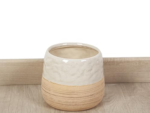 CUBREMACETA CERAMICA BEIGE/CREMA