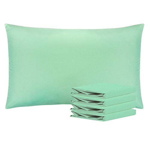 NTBAY Microfiber Plain Pillowcases, 4 Pack Soft Anti Wrinkle and Stain Resistant Envelope Closure Standard Pillow Cases, 50x75 cm, Mint — image 1