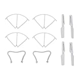 JJRC H8C H8D DFD F183 Rc Quadcopter Spare Parts Set - 4pcs Rotors and 4pcs Blade Protectors and 2pcs Landing Skids - White