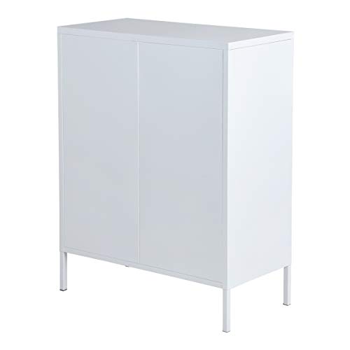 HouseinBox Double Door Locker Modern Style Metal Cabinet with 3 Shelves for Living Room, Bedroom and Office White - Thumbnail 5