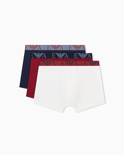 Emporio Armani Men's Bold Monogram 3 Pack Boxer Brief, Armani Blue/Rhubarb/Whit…