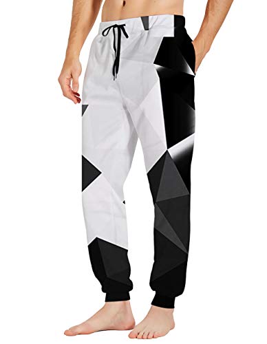 Belovecol Cool Printed Sweatpants for Teen Boys Geometric Graphic Active Jogger Pants Casual Trousers with Pockets S