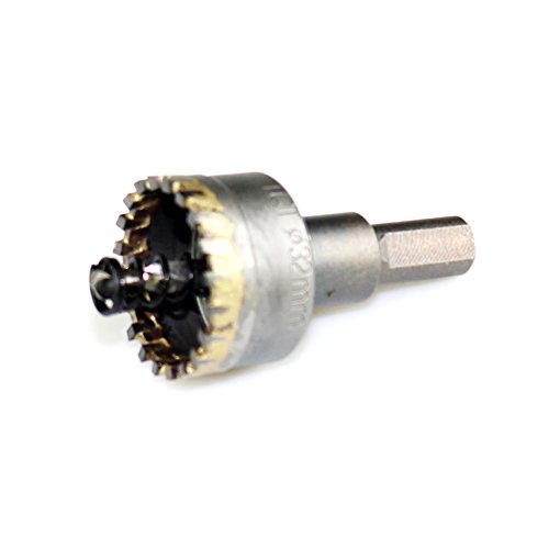 Meccion TCT Carbide Tips Metal Hole Saw Drill Bit, 3/8 Inch Shank Heavy Duty Multi-tooth Cutter for Sheet Metal, Alloy, Stainless Steel, iron, Wood (1-1/4"(32mm))