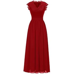 Aupuls baljurken met kant, elegant V-hals, cocktailjurk, korte mouwen, chiffon, bloemenpatroon