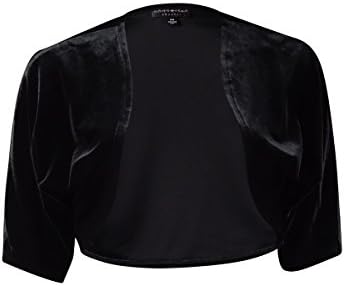 Connected Apparel Womens Velvet 3/4 Sleeves Shrug Black L