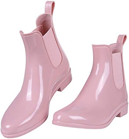 pink ankle rain boots