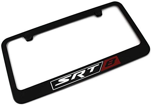 SRT-8 Logo License Plate Frame Black Powder Coated Metal Hand Painted Engraved (Certified Refurbished) - Thumbnail 4