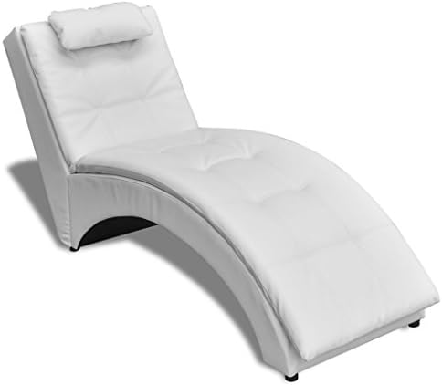Chaise Lounge Chair Indoor Modern Sofa Bed Artificial Leather White Upholstered