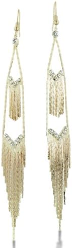 Strut Your Stuff With These Timeless Textured Gold-Tone Chain and Rhinestone Fashion Earrings, 6 Inches