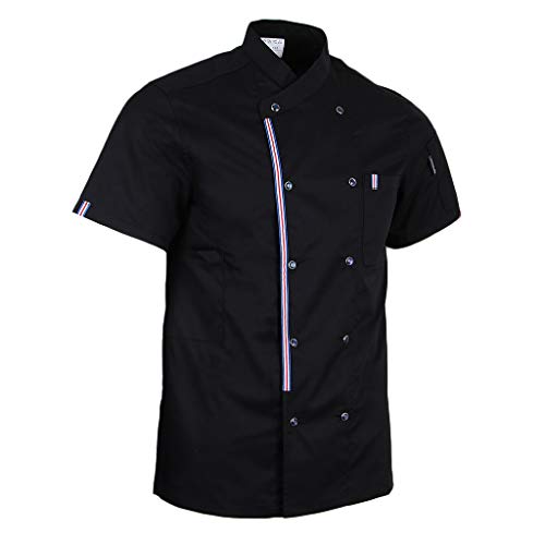 image for Prettyia Breathable Summer Chef Jackets Coat Short Sleeves Kitchen Uni