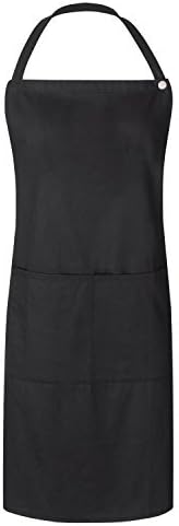 WorkDay Professional Bib Apron - 100% Cotton - Women & Men - Machine Washable Chef, Kitchen & Salon Apron with 2 Pockets, Adjustable Waist Tie & Snap Closure- 28" x 32", Universal Fit (Black)