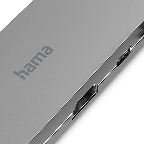 USB C Hub 5 Ports (Multiport Adapter 1x HDMI 4K Ultra HD, 1x LAN Gigabit Ethernet, 2X USB-A, 1x USB-C zur Übertragung von Daten und zum Laden mit PD, USB C Adapter 5in1 für Büro, Homeoffice) Alu