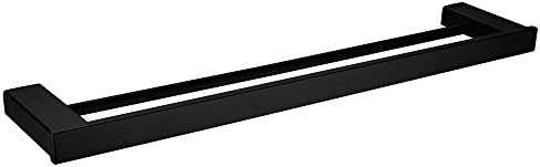 YUTU M09 Solid Stainless Steel Black Matte Towel Bar Holder 2 Layers Rectangular Bathroom Towel Rack
