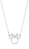 Disney Sterling Silver Minnie Mouse with Bow Silhouette Necklace