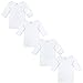 Newborn Long Sleeve T-Shirts (4-Pack) White Cotton Undershirts Bodysuit | Comfort Essentials | Girls & Boys Mitten Cuffs | 0-3 Months