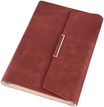 KARRESLY Refillable Loose-Leaf Business Notebook,Hard Cover Binder Journal Organizer Planner A5 Writing Composition Notebook with Lined Paper, Card Slots, Pen Holder for Office Travel Diary(Brown)
