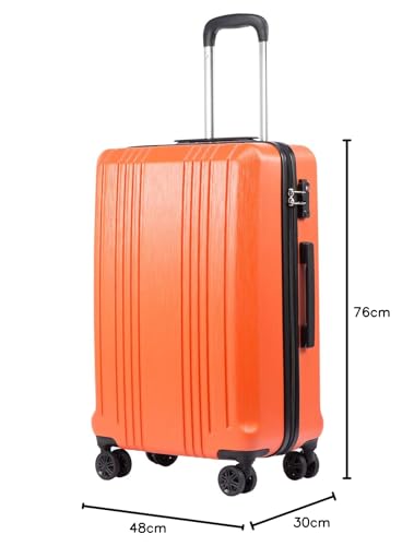 Coolife Luggage Expandable Suitcase PC+ABS TSA Lock Spinner 20in24in28in (Orange, L(28))