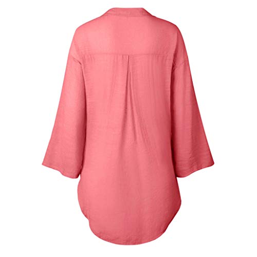 image for LBPSUUEW YEVS Women Blouse Loose Button Plus Size Long Shirt Dress Cot