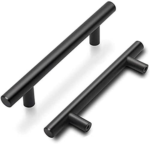 goldenwarm 20pack 96mm Black Cupboard Handles Bathroom Cabinet Handles -LS201BK Stainless Steel Kitchen Cabinet Pulls for Wardrobe, Drawer, Furniture