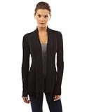 PattyBoutik Women's Ribbed Cascading Open Cardigan (Black M)
