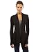 PattyBoutik Women Ribbed Cascading Open Cardigan (Black Medium)