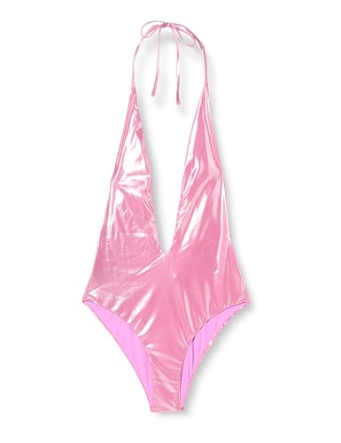 Pinko Carrisa Disfraz Tecno Jersey Lamina Eff. Mojado Traje de baño de una Sola Pieza, O87_Rosa Abbagl, L para Mujer