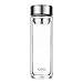 ONEISALL 800ml Large Glass Water Bottle,Double Walled Travel Mug with Removable Stainless Steel Infuser Basket - Borosilicate Glass Tea and Coffee Thumbler with Nylon Sleeve,Lead-Free,(800ml/27 oz)