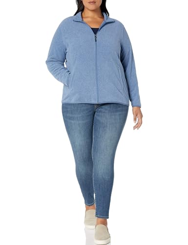 AMAZON ESSENTIALS WOMEN’S CLASSIC-FIT FULL-ZIP POLAR SOFT FLEECE JACKET (AVAILABLE IN PLUS SIZE), BLUE HEATHER, 4X