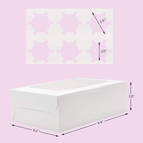 Cupcake Boxes 6 Count 20Set,White Cupcake Box Containers Bulk with