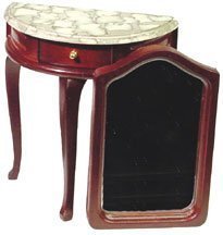 Dollhouse Miniature Marble Top Hall Table and Mirror