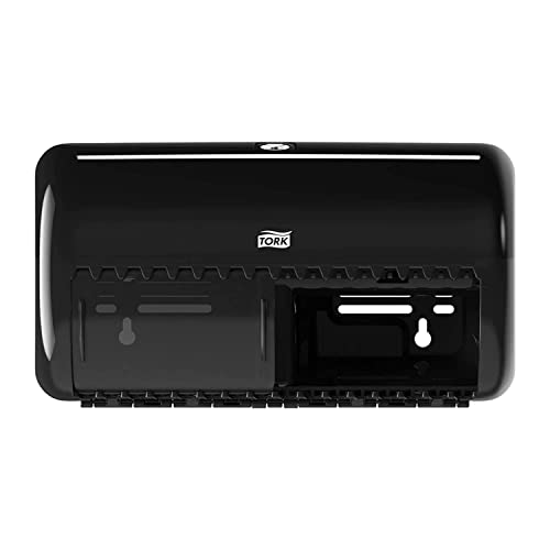 Tork 557008 Spender fuer Kleinrollen Toilettenpapier T4 in Schwarz/Hygienischer Papierspender fuer Toiletten im Elevation Design