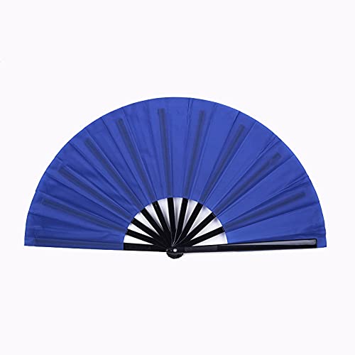 1SourceTek Nylon Cloth Handheld Folding Fan Chinese Kung Fu Tai Chi Fan Dance Fan Birthday Gift Party Decoration (Blue)