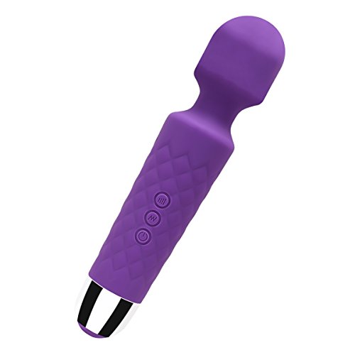 Cordless Wand Vibrator, Padgene Multi-speed Waterproof Therapeutic Wand Massager with Powerful USB Rechargeable Vibration for Muscle Aches Pain Relief (Purple)