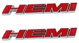2pcs Red HEMI Emblem Decal Badge Sticker Accessories Car Products Compatible Fit For USA Auto Model Dodge