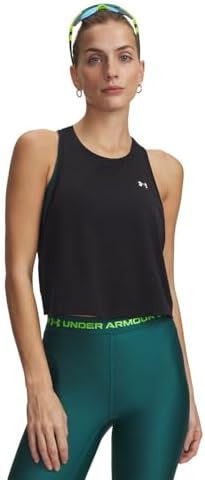 Femme Tech Sport Mesh Cropped Tank Top Chemise, Noir/Blanc, XL EU