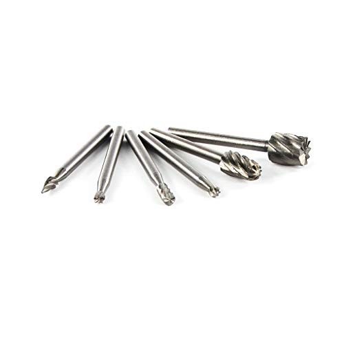 Miaomiaogo 6PCS HSS Rotary Multi Tool Burr Routing Router Bit Mill Cutter Attachment Compatible for Dremel