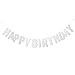 Silver Happy Birthday Letter Banner - Hanging Party Decoration Backdrop - Large Pre-Strung Glittery Birthday Sign Garland, 10.5 Feet Long