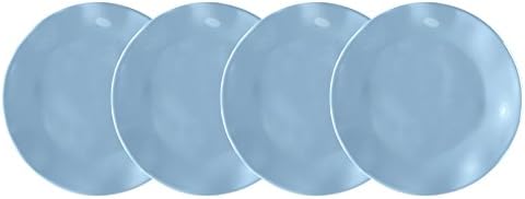 Q Squared Ruffle Melamine Appetizer Plate, 5-1/2-Inches, Set of 4, Mist Blue