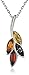 Amazon Collection Rhodium Plated Sterling Silver Multicolor Amber Pendant Necklace