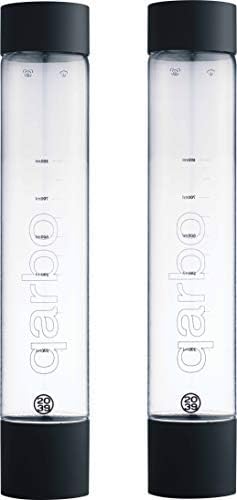 Twenty39 qarbo CLASSIC 1L Water Bottles for Sparkling Water Maker and Fruit Infuser - Set of 2 (Matte Black)