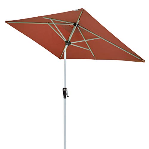 Doppler ACTIVE Auto Tilt 210x140 - Kurbel Sonnenschirm ideal für den Balkon - Regenabweisend - Knickbar - ca. 210x140 cm - Terracotta