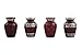SOULURNS Small Keepsake Urns for Human Ashes – Set of 4 Elegant Ruby Red Mini Urns for Ashes with Silver Engraved Bands & Velvet Box – Memorial Cremation Urns for Adults, Men & Women