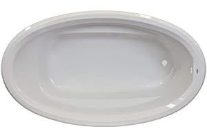 Jacuzzi SIGNATURE Acrylic Drop-In Bathtub, Soaking Sanctuary, Slip Resistant, Universal Drain Placement, 72" (L) x 42" (W), Oval, White