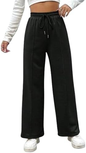 Meza MIZAYA Women's Drawstring High Waist Sweatpants With Line