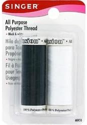 Bulk Buy: Singer Sewing (3-Pack) All Purpose Polyester Thread 200yd 2/Pkg Black & White 60450