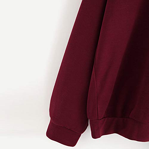 Mlide Womens Letter Print Drawstring Sweatshirt,O-Neck Hoodie Jumper Long Sleeve Pullover Tops,So Nice(Wine,Small) - Thumbnail 3