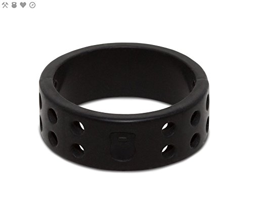 Qalo Women's Perforated Silicone Ring, Black, Size 7