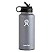 Hydro Flask Vacuum Insulated Stainless Steel Water Bottle Wide Mouth with Straw Lid (Graphite, 40-Ounce)
