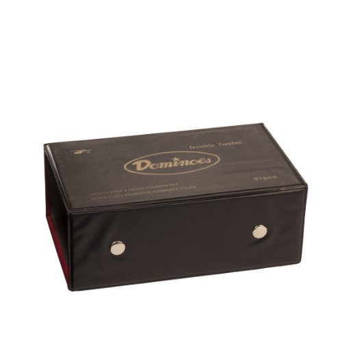 DOUBLE 12 Dominoes Ivory color tiles with black dots in vinyl case