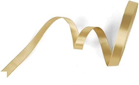 Aarushi Creations Double Faced Nylon Satin Half Inch 10 m Ribbon (Golden)